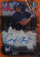 2016 Bowman Draft Chrome Draft Picks Autographs #CDACR Corey Ray Orange Refractor Baseball Card