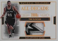 2016 Panini National Treasures All-Decade Materials #3 Tim Duncan Prime Basketball Card
