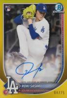 2025 Bowman Chrome Rookie Autographs #CRARS Roki Sasaki Yellow Refractor Baseball Card