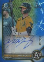 2022 Bowman Chrome Prospect Autographs #CPAMMU Max Muncy Blue Refractor Baseball Card