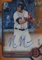 2022 Bowman Chrome Prospect Autographs #CPANK Niko Kavadas Orange Shimmer Refractor Baseball Card
