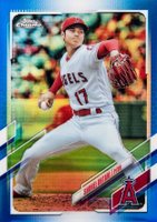 2021 Topps Chrome #159 Shohei Ohtani Blue Refractor Baseball Card