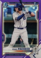 2021 Bowman Draft #BDC46 Izaac Pacheco Chrome-Purple Refractor Baseball Card