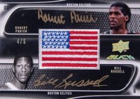 2008 Upper Deck Black Flag Autographs Dual #DUSRP Bill Russell/Robert Parish Basketball Card