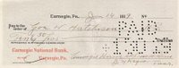 1999 Hall of Fame Autographs # Honus Wagner Bank Check Baseball Card