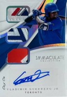 2018 Panini Immaculate Triple Material Autograph #TMAVG Vladimir Guerrero Jr. Platinum 1/1 Baseball Card