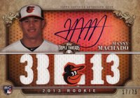 2013 Topps Triple Threads #109 Manny Machado Autograph Relic-Sepia Baseball Card