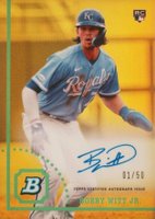 2022 Bowman Heritage Chrome Rookie Autographs #BW Bobby Witt Jr. Gold Refractor Baseball Card
