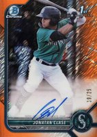 2022 Bowman Chrome Prospect Autographs #CPAJCL Jonatan Clase Orange Shimmer Refractor Baseball Card