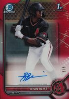 2022 Bowman Chrome Prospect Autographs #CPARB Ryan Bliss Red Refractor Baseball Card