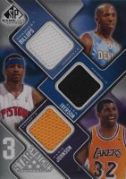 2009 SP Game Used 3 Star Swatches #3SIBJ Allen Iverson/Chauncey Billups/Magic Johnson Basketball Card