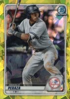 2020 Bowman Draft Chrome Sapphire Edition #BD27 Oswald Peraza Yellow Baseball Card