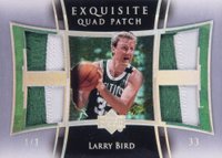 2004 UD Exquisite Collection Quad Patch #E4PLB Larry Bird Basketball Card