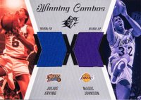 2003 SPx Winning Combos #WC15 Julius Erving/Magic Johnson Dual Warm-Ups Basketball Card