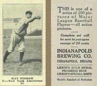 1916 Indianapolis Brewing #58 Ray Fisher Baseball Card