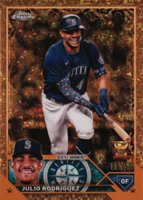 2023 Topps Gilded Collection #150 Julio Rodriguez Mini Diamond Gold Etch Baseball Card