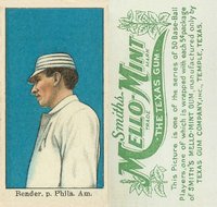 1910 Mello-Mint # Chief Bender Striped Hat Baseball Card