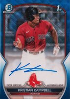 2023 Bowman Draft Chrome Prospect Autograph #CDAKCA Kristian Campbell Blue Wave Baseball Card