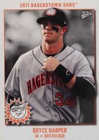 2011 Multi-Ad Hagerstown Suns Harper Pro Debut # Bryce Harper Hand at Chest Baseball Card