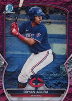 2023 Bowman Chrome Prospects #BCP37 Bryan Acuna Fuchsia Lunar Crater Refractor Baseball Card