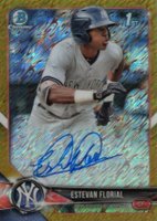 2018 Bowman Chrome Prospects Autographs #CPAEF Estevan Florial Gold Shimmer Baseball Card