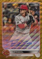 2022 Topps Chrome Rookie Autographs #RATF TJ Friedl Gold Wave Refractor Baseball Card