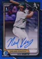 2024 Bowman Draft Chrome Prospect Autographs #CPANK Nick Kurtz Blue Wave Baseball Card