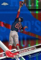 2017 Topps Chrome #199 Mookie Betts Blue Jersey-Blue Refractor Baseball Card