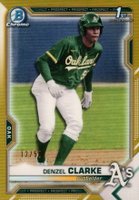 2021 Bowman Draft #BDC128 Denzel Clarke Chrome-Gold Refractor Baseball Card