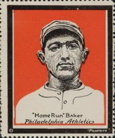1915 Postaco Stamps # Frank Baker Red Background Baseball Card