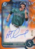 2022 Bowman Chrome Prospect Autographs #CPAAT Andy Thomas Orange Wave Refractor Baseball Card