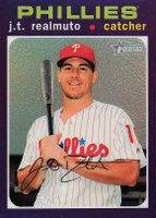2020 Topps Heritage #75 J.T. Realmuto Chrome-Purple Refractor Baseball Card