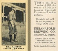 1916 Indianapolis Brewing #141 Bill Rariden Baseball Card