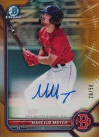 2022 Bowman Chrome Prospect Autographs #CPAMMY Marcelo Mayer Gold Refractor Baseball Card