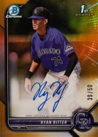 2022 Bowman Draft Chrome Draft Pick Autographs #CDARR Ryan Ritter Gold Refractor Baseball Card