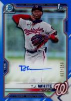 2021 Bowman Draft Chrome Draft Pick Autographs #CDATWH T.J. White Blue Refractor Baseball Card