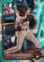 2022 Bowman Draft #BDC115 Jackson Chourio Chrome-Aqua Lava Refractor Baseball Card