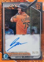 2024 Bowman Chrome Prospect Autographs #CPABE Bryce Eldridge Orange Shimmer Refractor Baseball Card