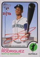 2022 Topps Heritage Real One Autographs #ROAJR Julio Rodriguez Red Ink Baseball Card