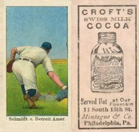 1909 Croft's Cocoa # Boss Schmidt Baseball Card