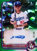 2022 Bowman Chrome Prospect Autographs #CPASM Samuel Munoz Green Atomic Refractor Baseball Card