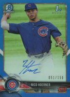 2018 Bowman Draft Chrome Draft Picks Autographs #CDANH Nico Hoerner Blue Refractor Baseball Card