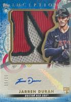 2022 Topps Inception Inception Autographed Patch #IAJPJD Jarren Duran Jumbo-Blue Baseball Card