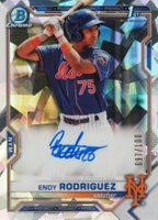 2021 Bowman Chrome Prospect Autographs #CPAER Endy Rodriguez Atomic Refractor Baseball Card