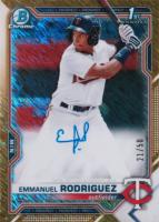 2021 Bowman Chrome Prospect Autographs #CPAERO Emmanuel Rodriguez Gold Shimmer Refractor Baseball Card
