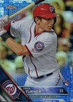 2016 Topps Chrome #32 Trea Turner Blue Refractor Baseball Card