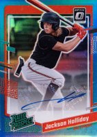 2023 Panini Donruss Optic Rated Prospect Signatures #RPSJH Jackson Holliday Carolina Blue Baseball Card
