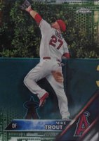 2016 Topps Chrome #1 Mike Trout Jumping-Green Refractor Baseball Card