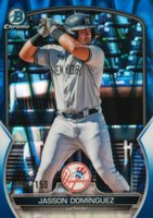 2023 Bowman Chrome Prospects #BCP18 Jasson Dominguez Blue Raywave Refractor Baseball Card