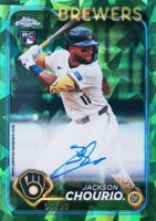 2024 Topps Chrome Sapphire Chrome Sapphire Autographs #CSAJC Jackson Chourio Green Baseball Card